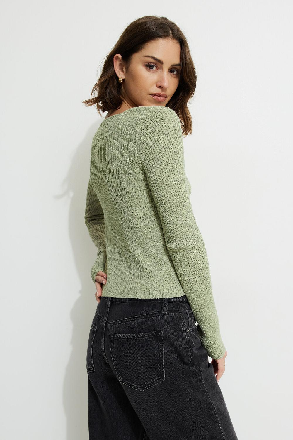 Dynamite Cardigan Côtelé à Col En V Mila