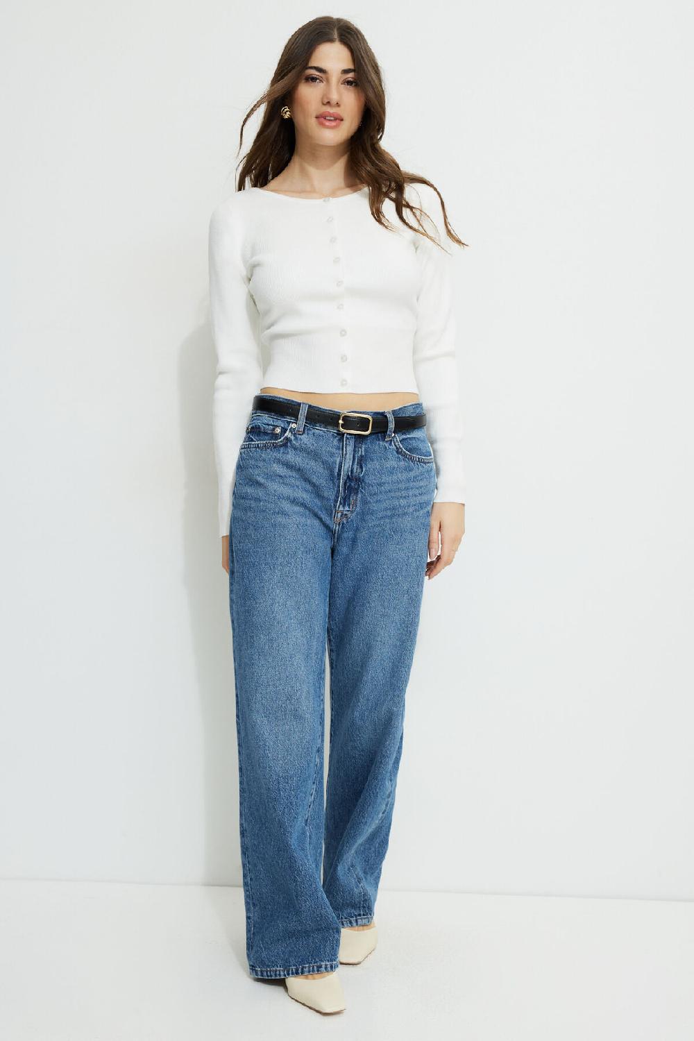 Dynamite Cardigan Côtelé à Ourlet Cintré