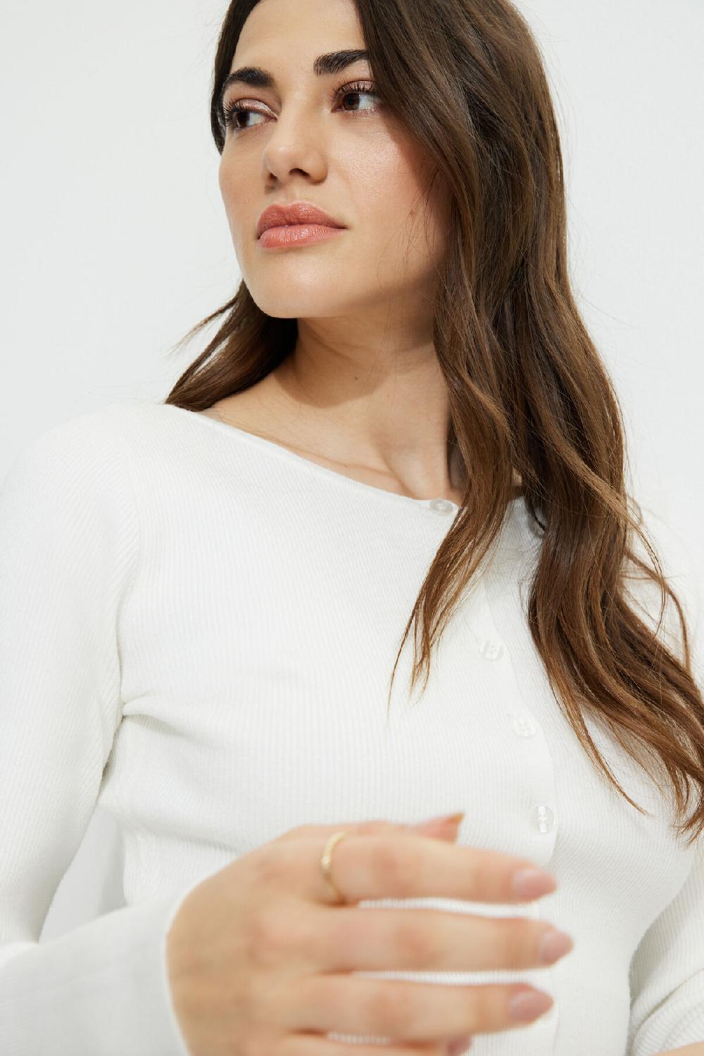 Dynamite Cardigan Côtelé à Ourlet Cintré