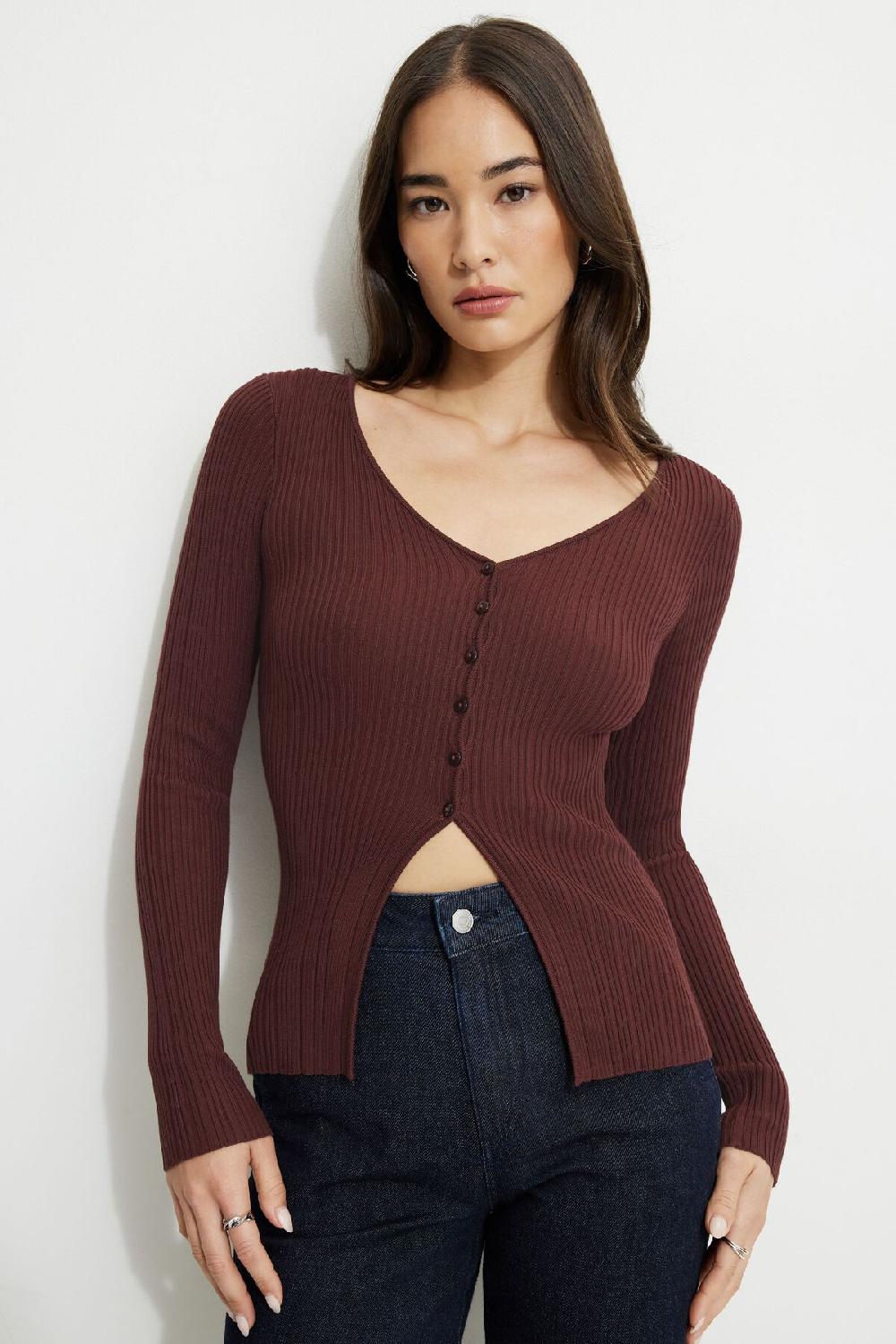 dynamite Cardigan côtelé ouvert à l’avant