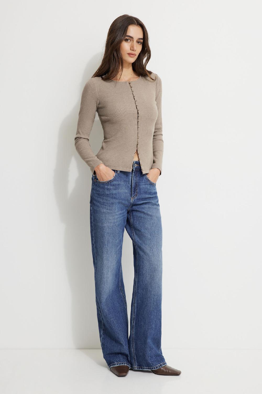 Dynamite Cardigan Ouvert Côtelé Renae