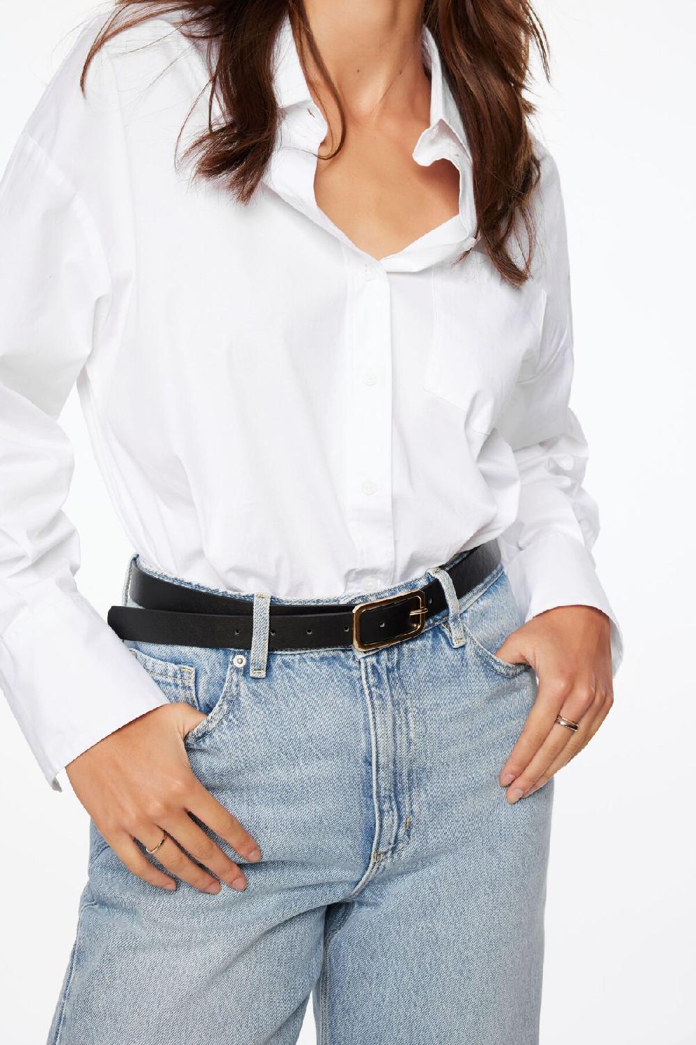 dynamite Ceinture mince à boucle carrée arrondie