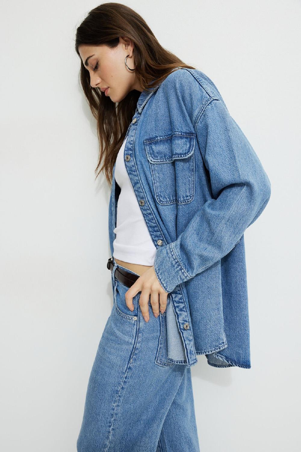 Dynamite Chemise Ample En Denim Et En Tencelᵐᶜ