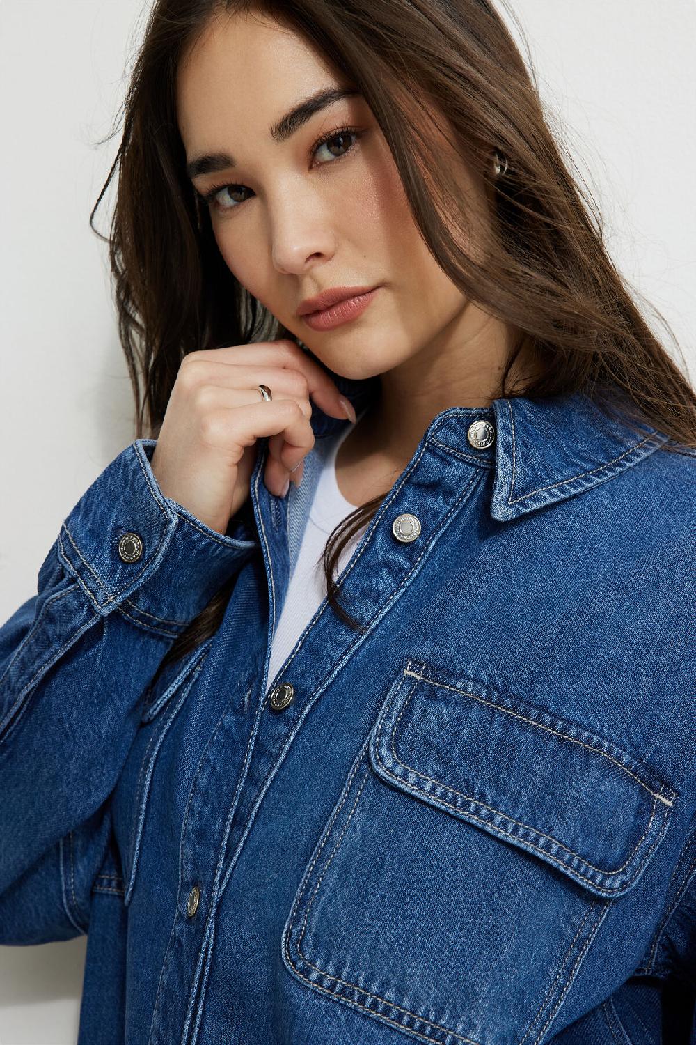 Dynamite Chemise Ample En Denim Et En Tencelᵐᶜ