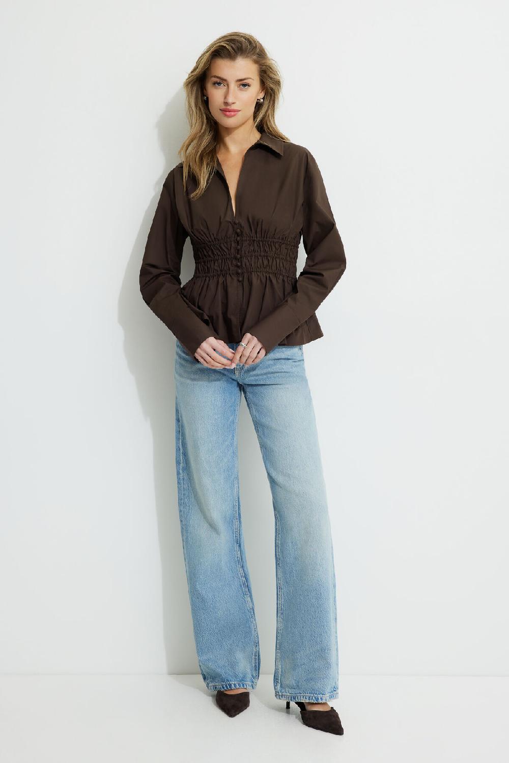 Dynamite Chemise En Popeline Froncée