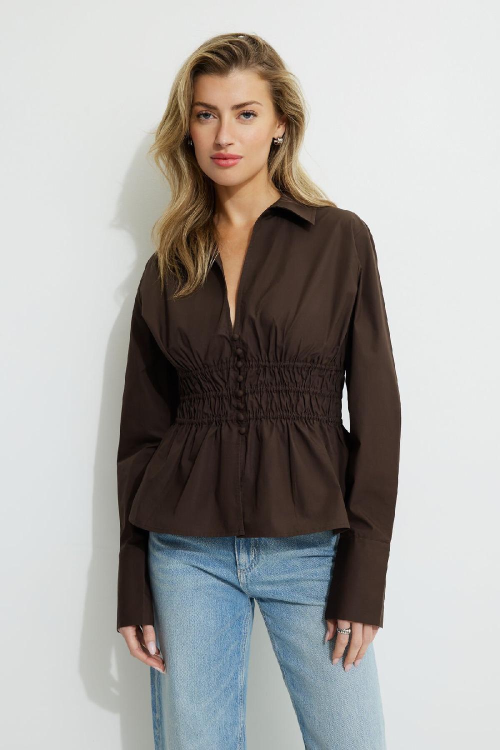 dynamite Chemise en popeline froncée