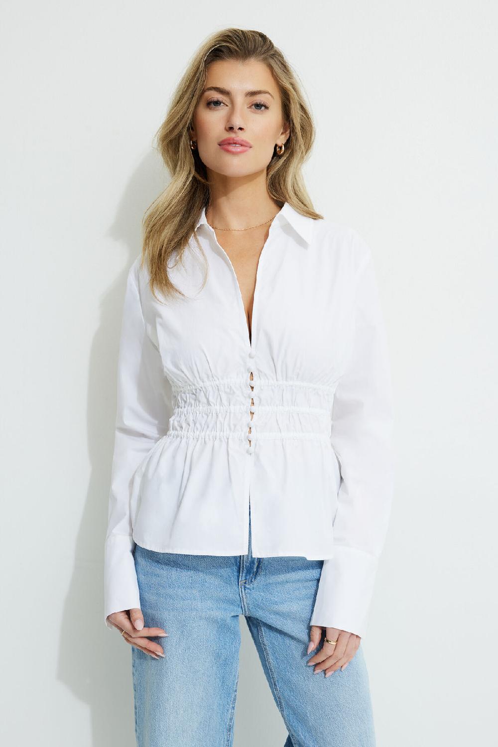 dynamite Chemise en popeline froncée