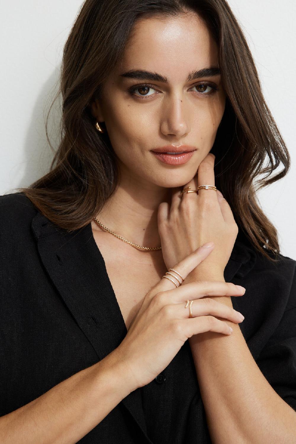 dynamite Ensemble de 5 bagues à pavé linéaire