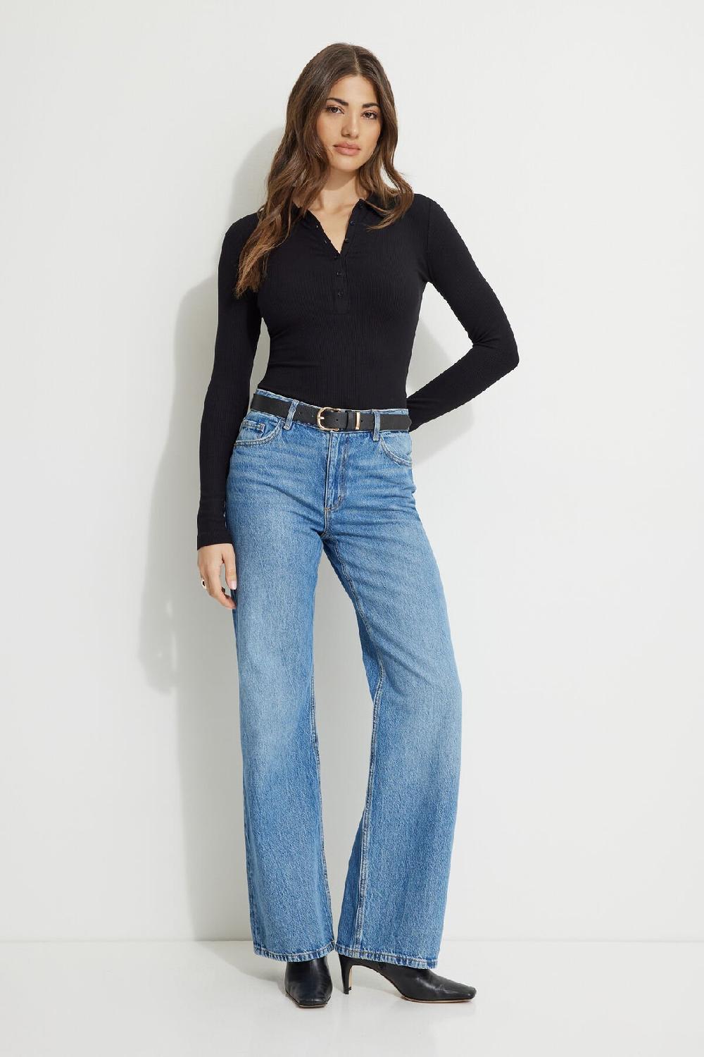 Dynamite Haut Polo Côtelé à Manches Longues