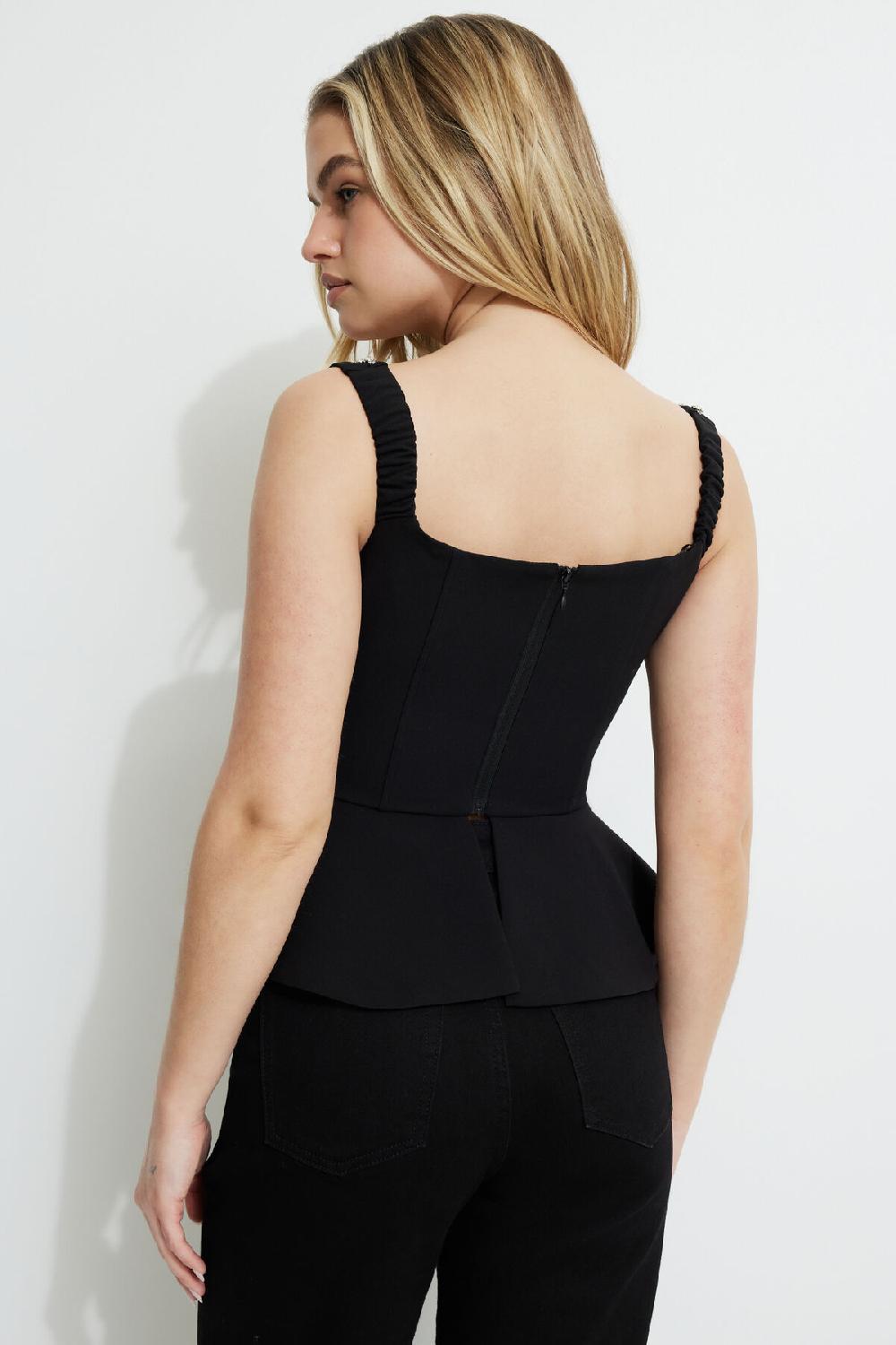 Dynamite Haut Style Corset Péplum Orné De Pierres