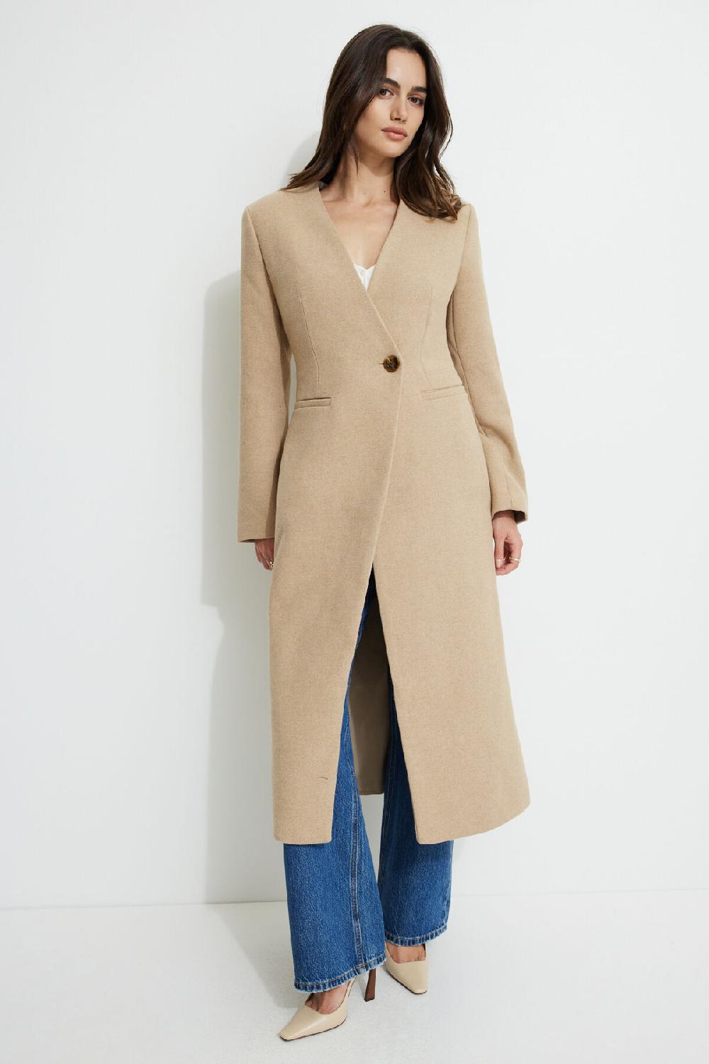 Dynamite Manteau à Boutonnage Simple Sans Col