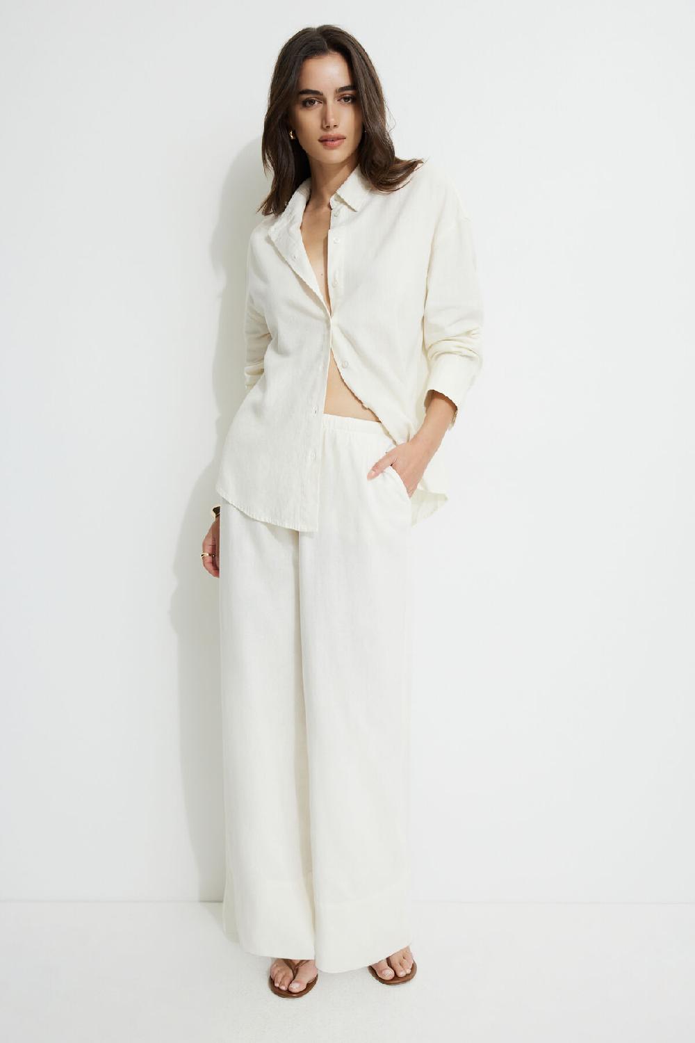 dynamite Pantalon à jambe large en lin Leo