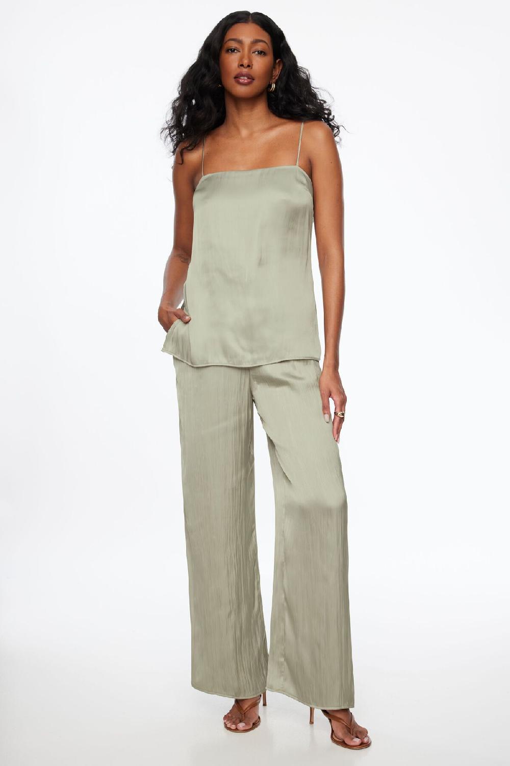 dynamite Pantalon froissée à jambe large en satin