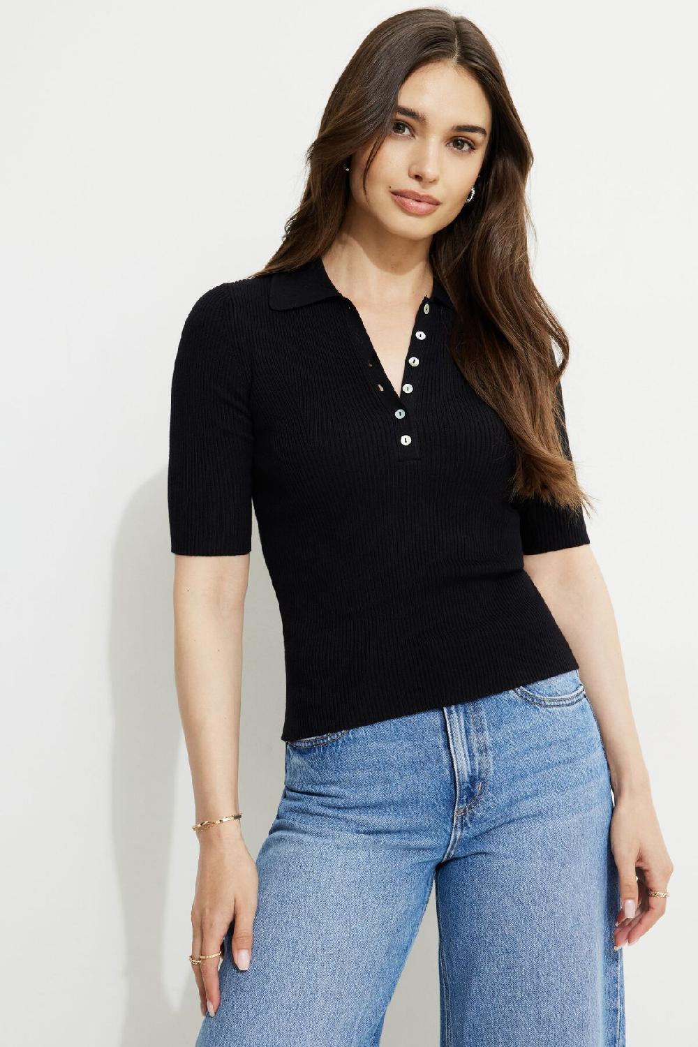 dynamite Polo côtelé à manches aux coudes