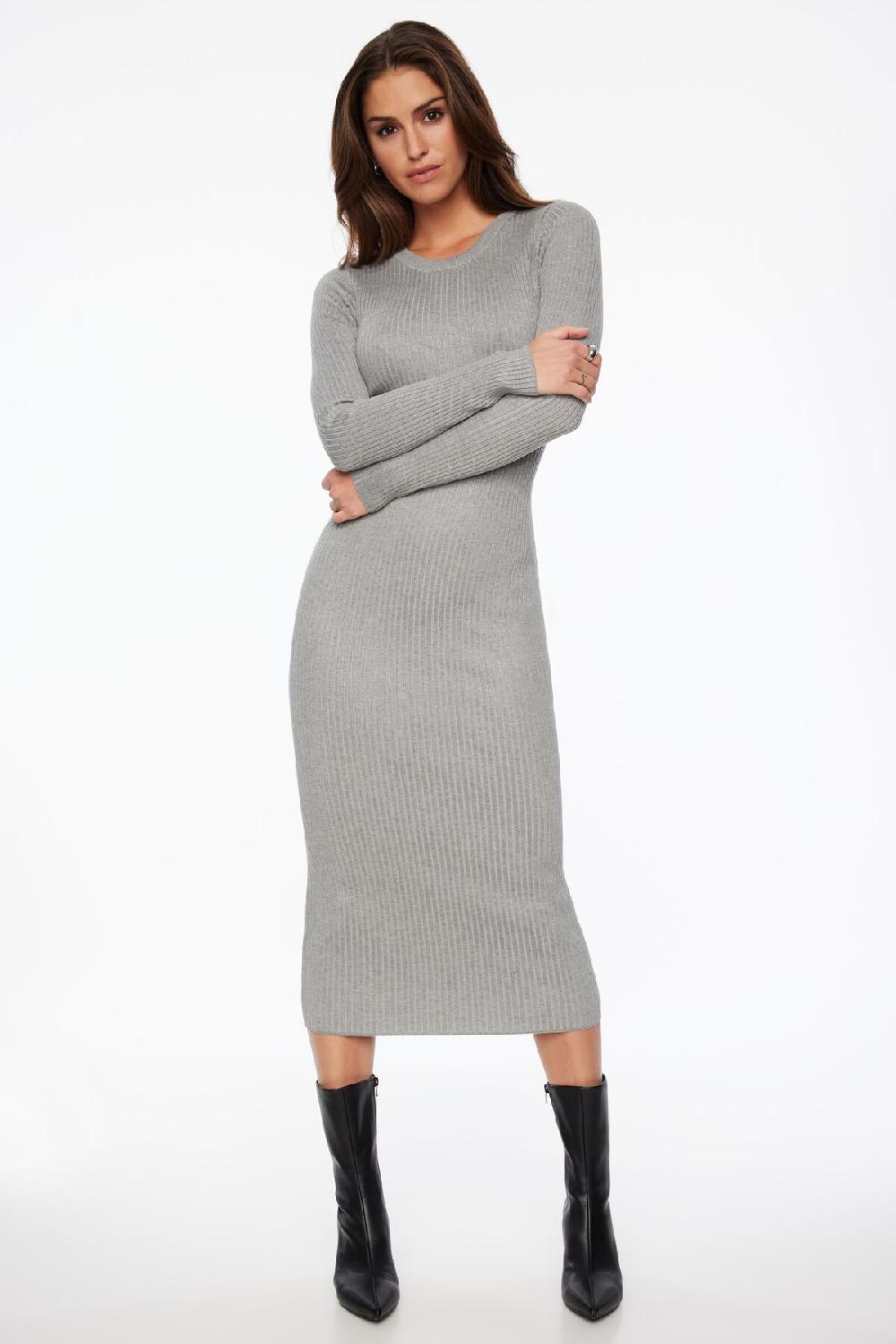 Dynamite Robe Maxi Côtelée à Col Rond