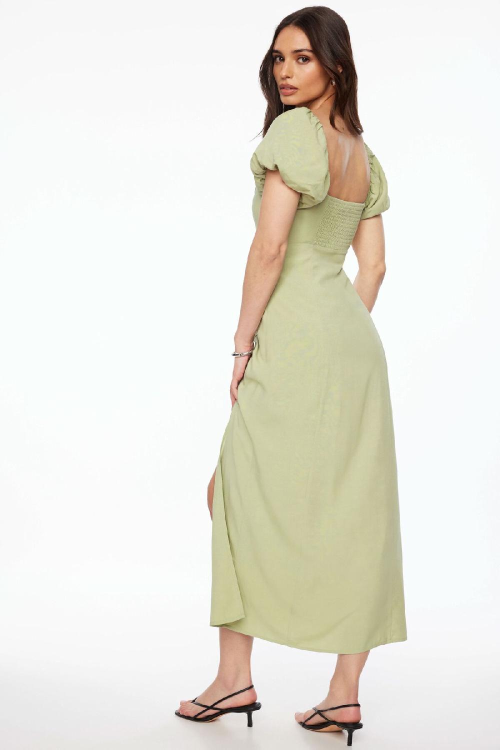 Dynamite Robe Maxi En Lin à Manches Bouffantes