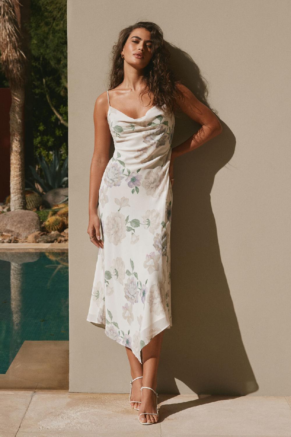 dynamite Robe nuisette maxi asymétrique Celeste
