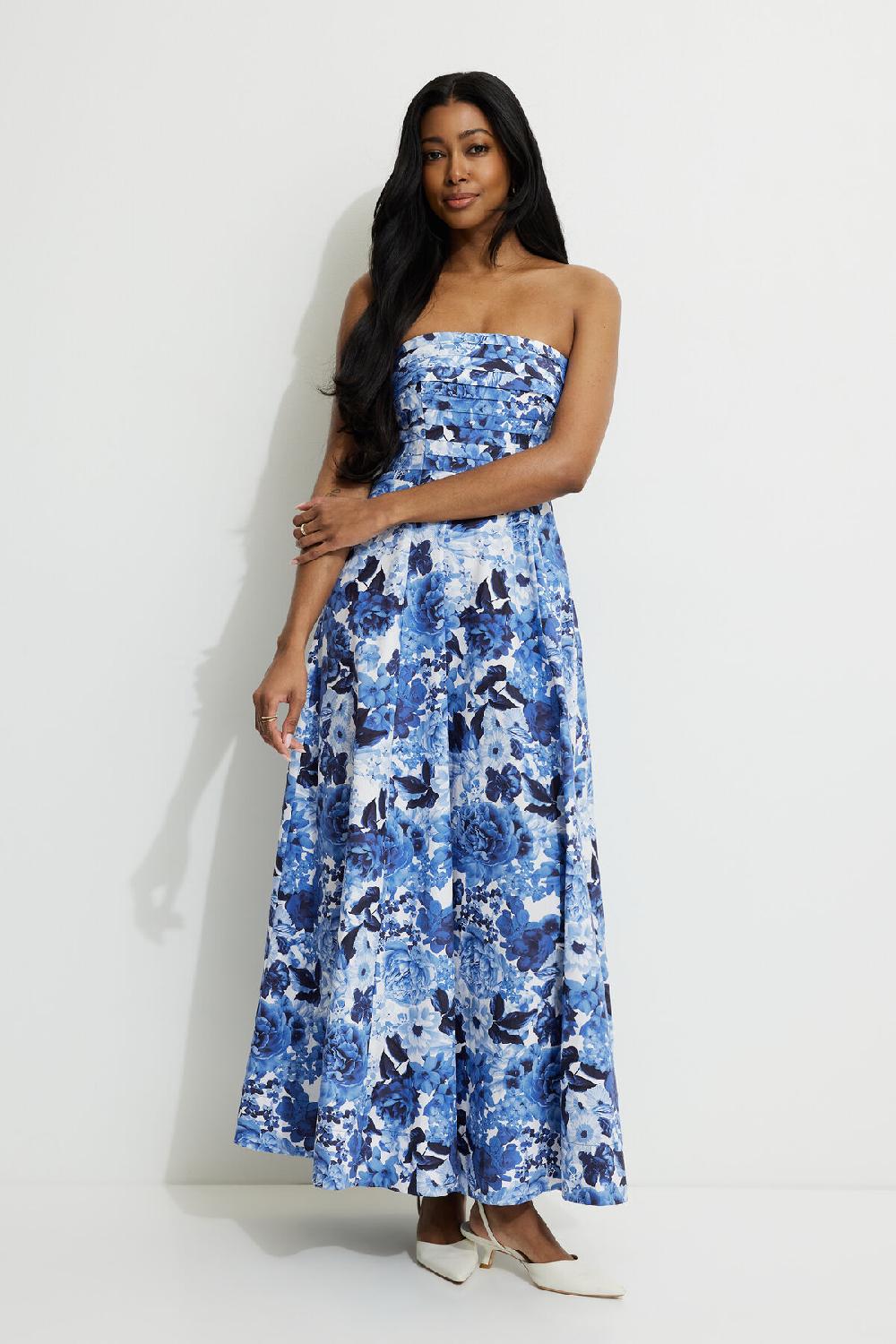 Dynamite Robe Tube Maxi Surpiquée En Popeline