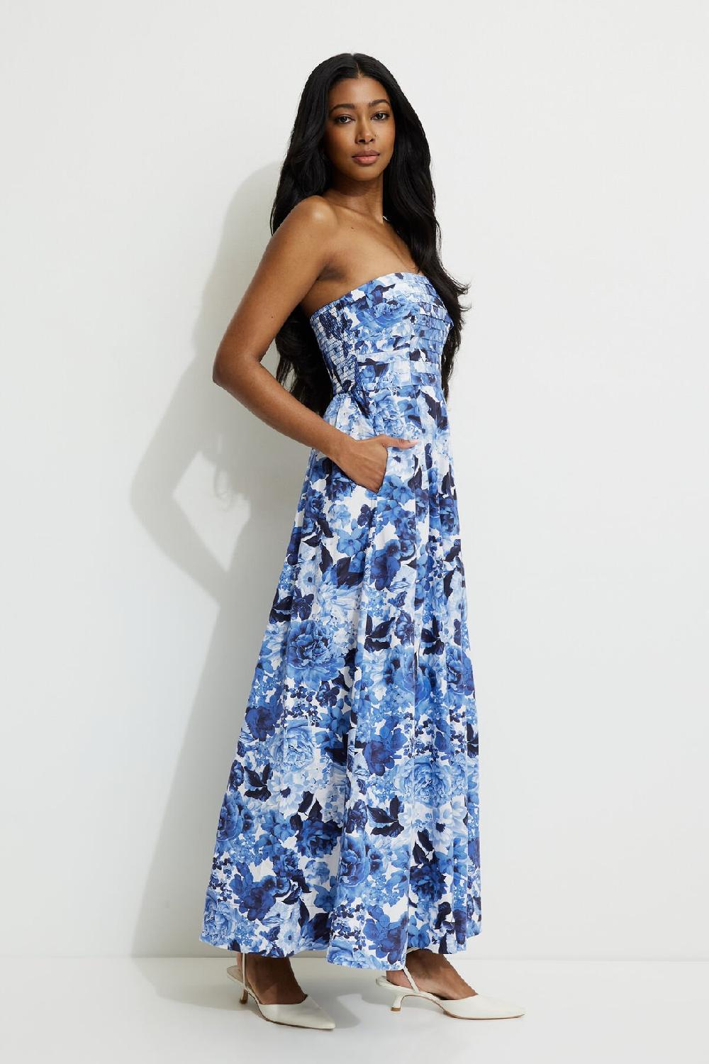 Dynamite Robe Tube Maxi Surpiquée En Popeline