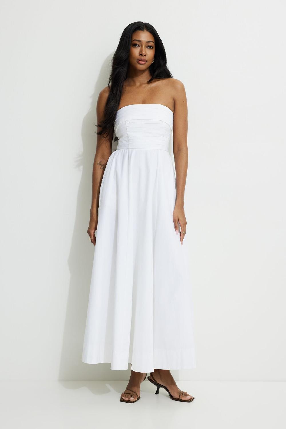Dynamite Robe Tube Maxi Surpiquée En Popeline