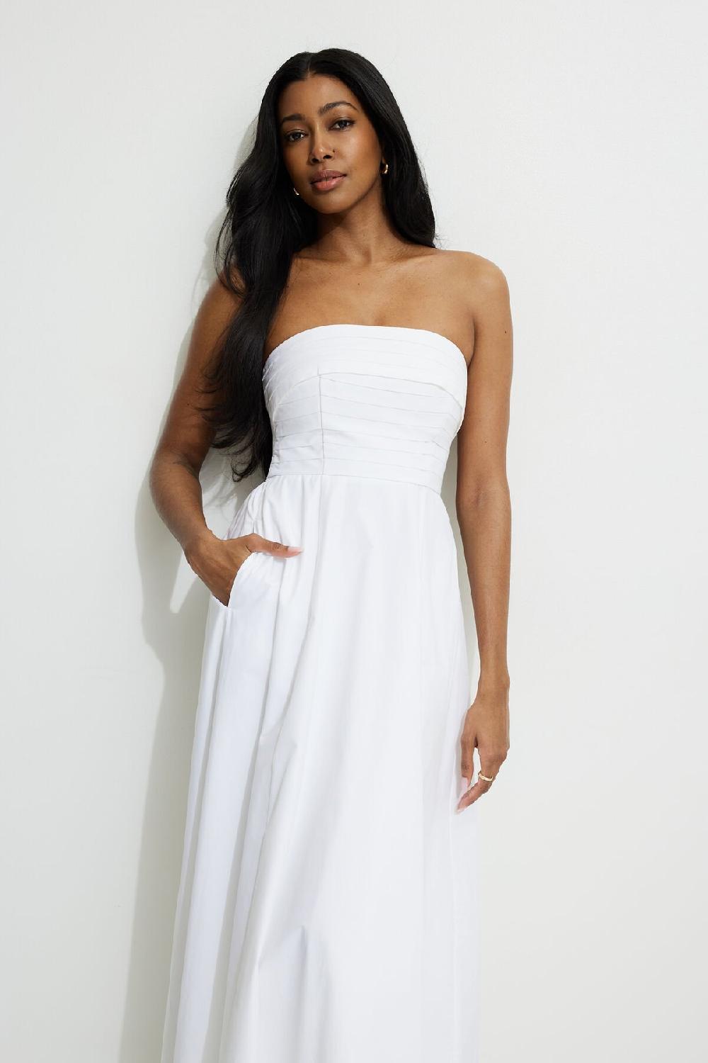 Dynamite Robe Tube Maxi Surpiquée En Popeline