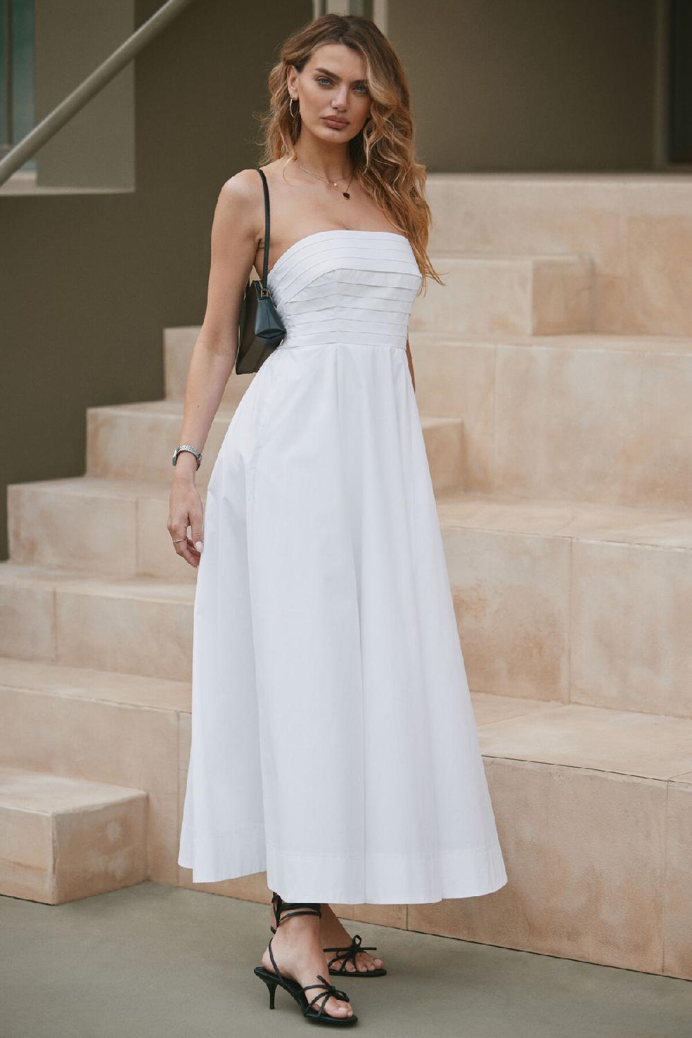 dynamite Robe tube maxi surpiquée en popeline