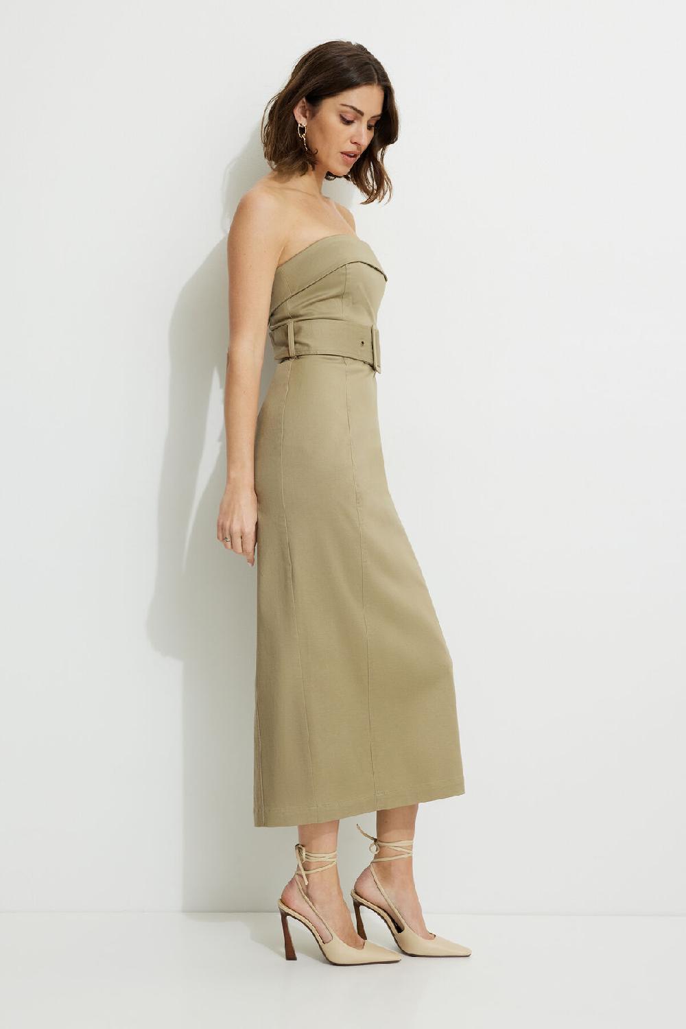 Dynamite Robe Tube Midi Ceinturée