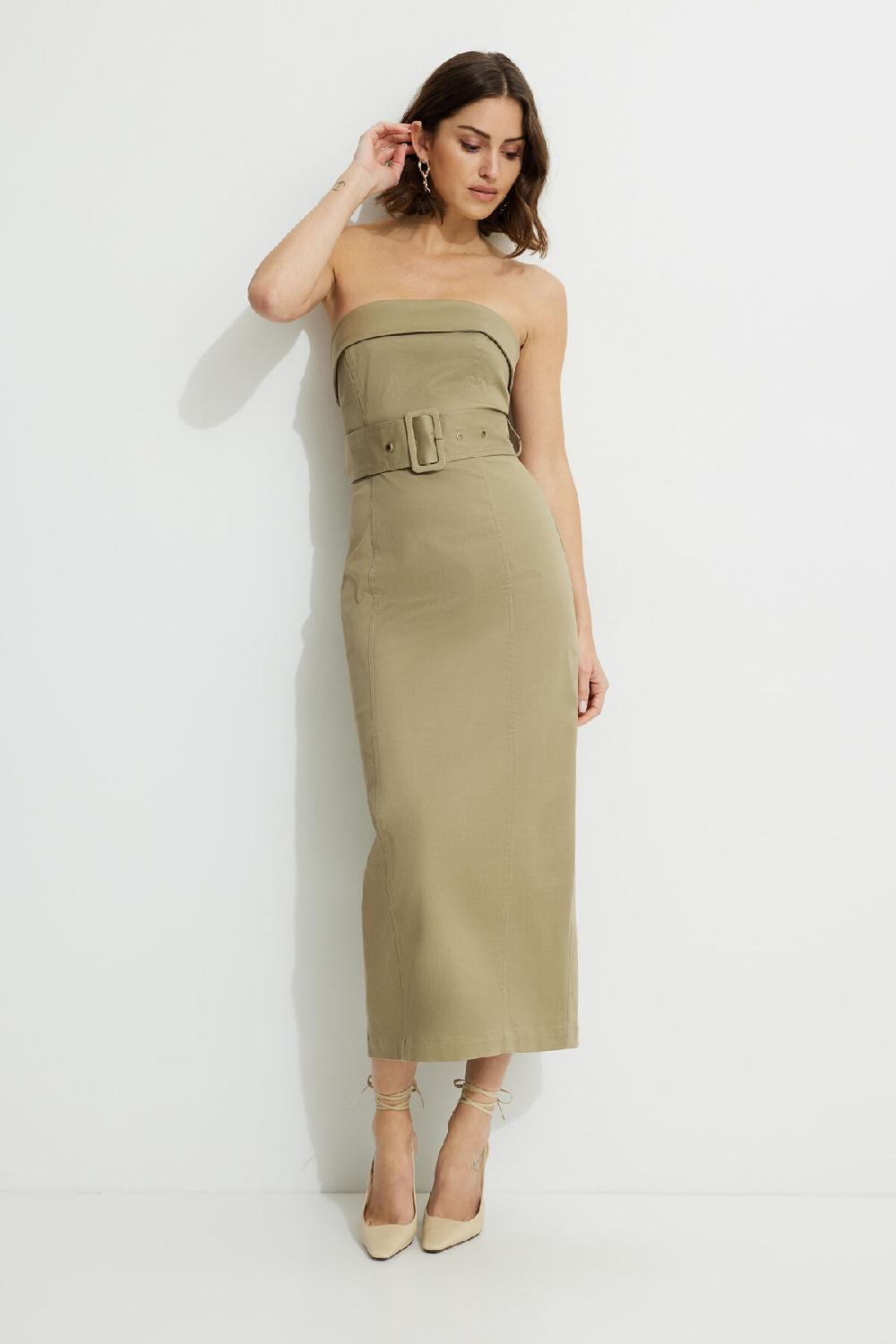 dynamite Robe tube midi ceinturée