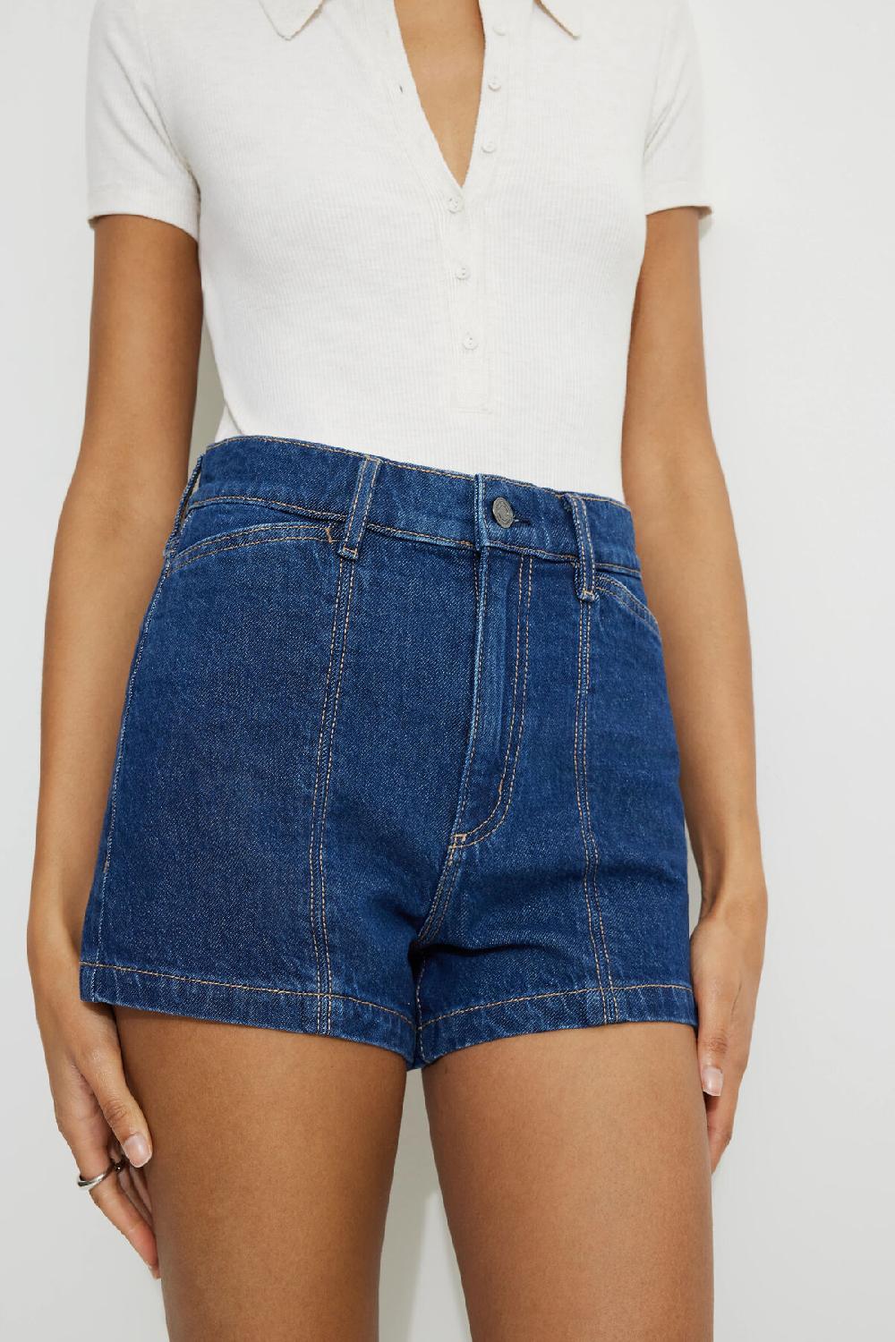 Dynamite Short En Denim Ultra écourté à Surpiqûres