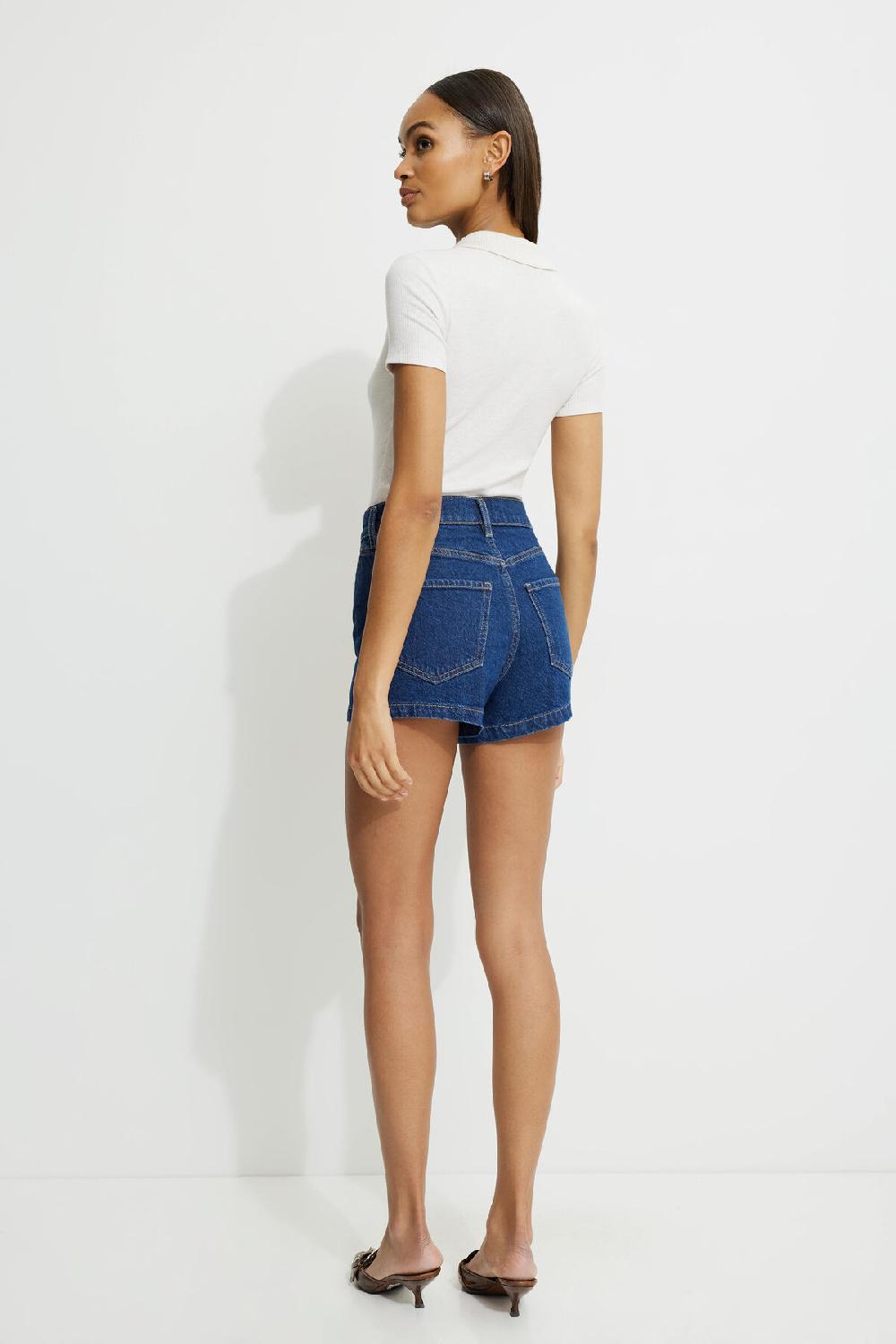 Dynamite Short En Denim Ultra écourté à Surpiqûres