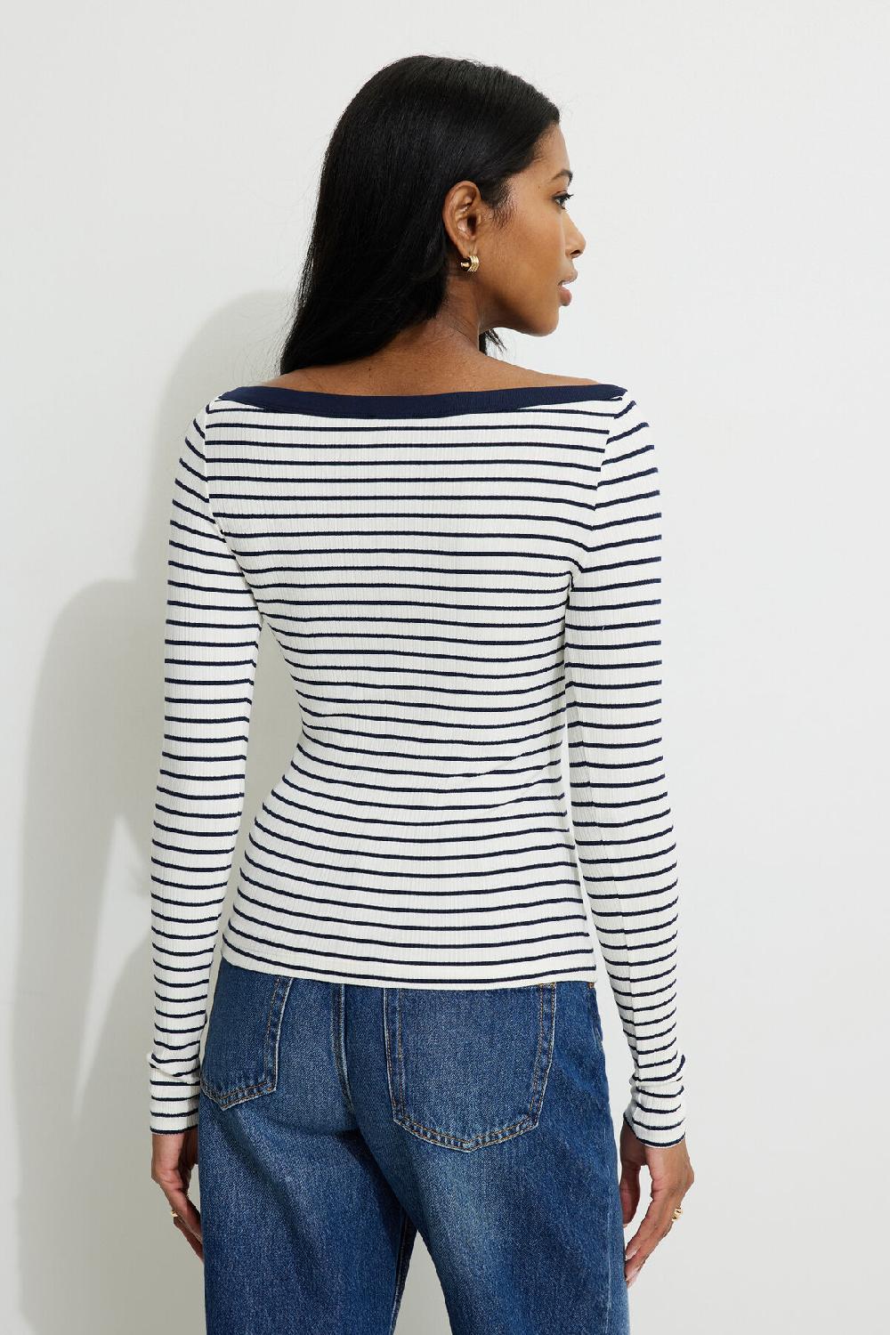 Dynamite T Shirt Côtelé à Manches Longues