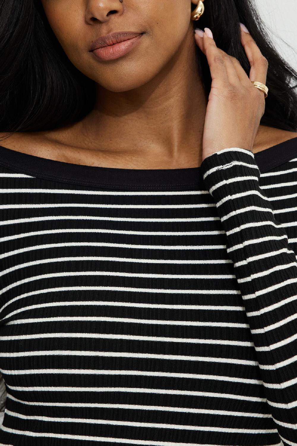 Dynamite T Shirt Côtelé à Manches Longues