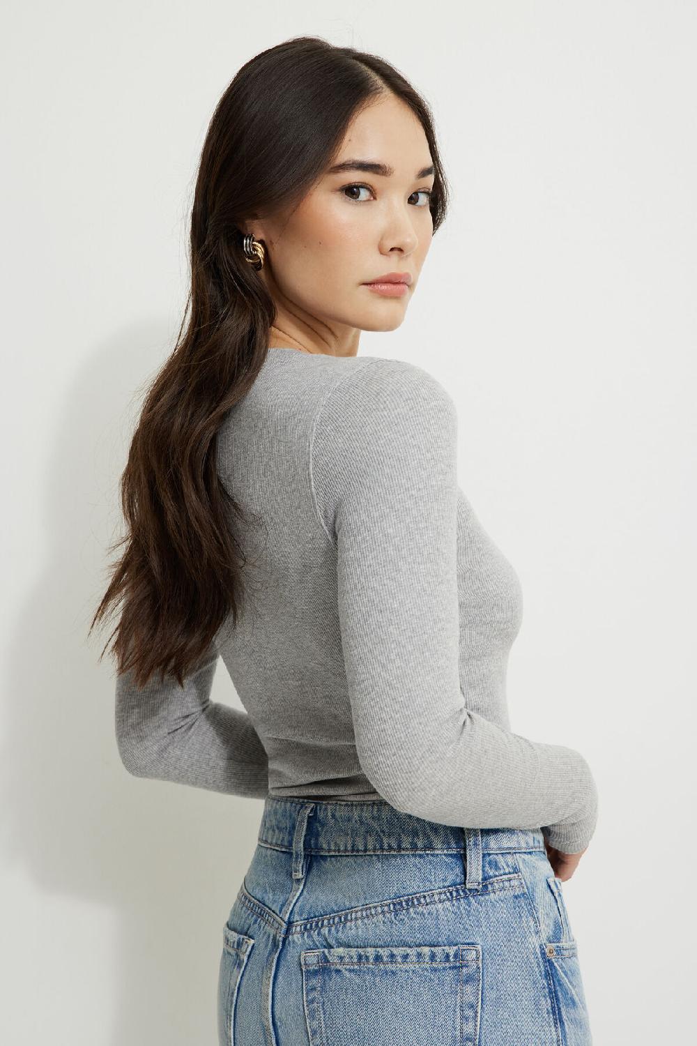 Dynamite T Shirt Côtelée à Manches Longues Tedi