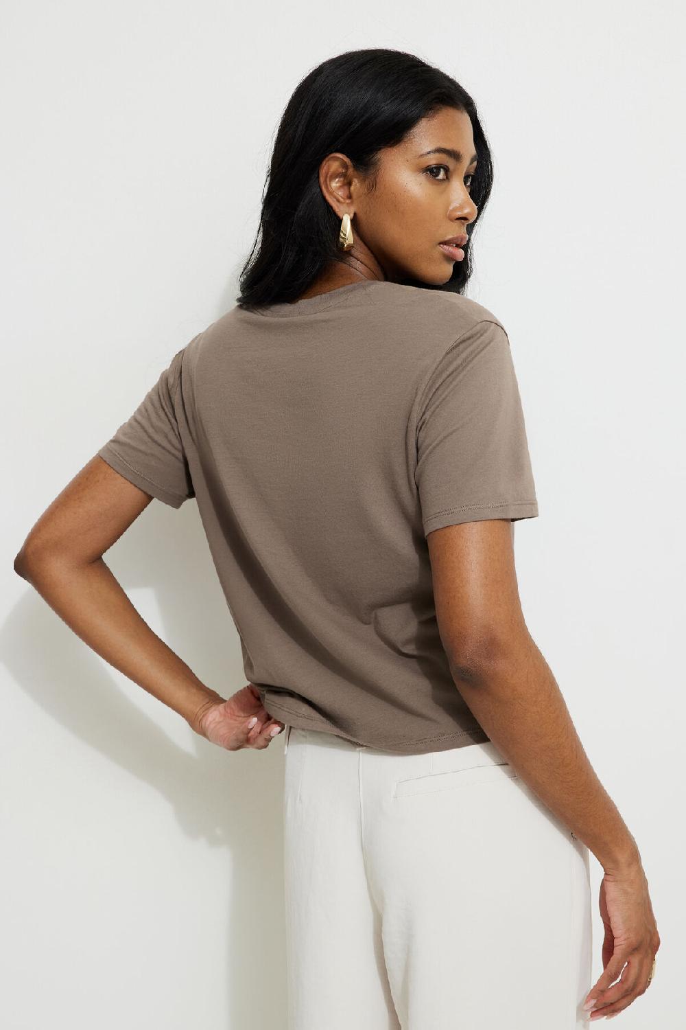 Dynamite T Shirt Simple En Coton à Col Rond