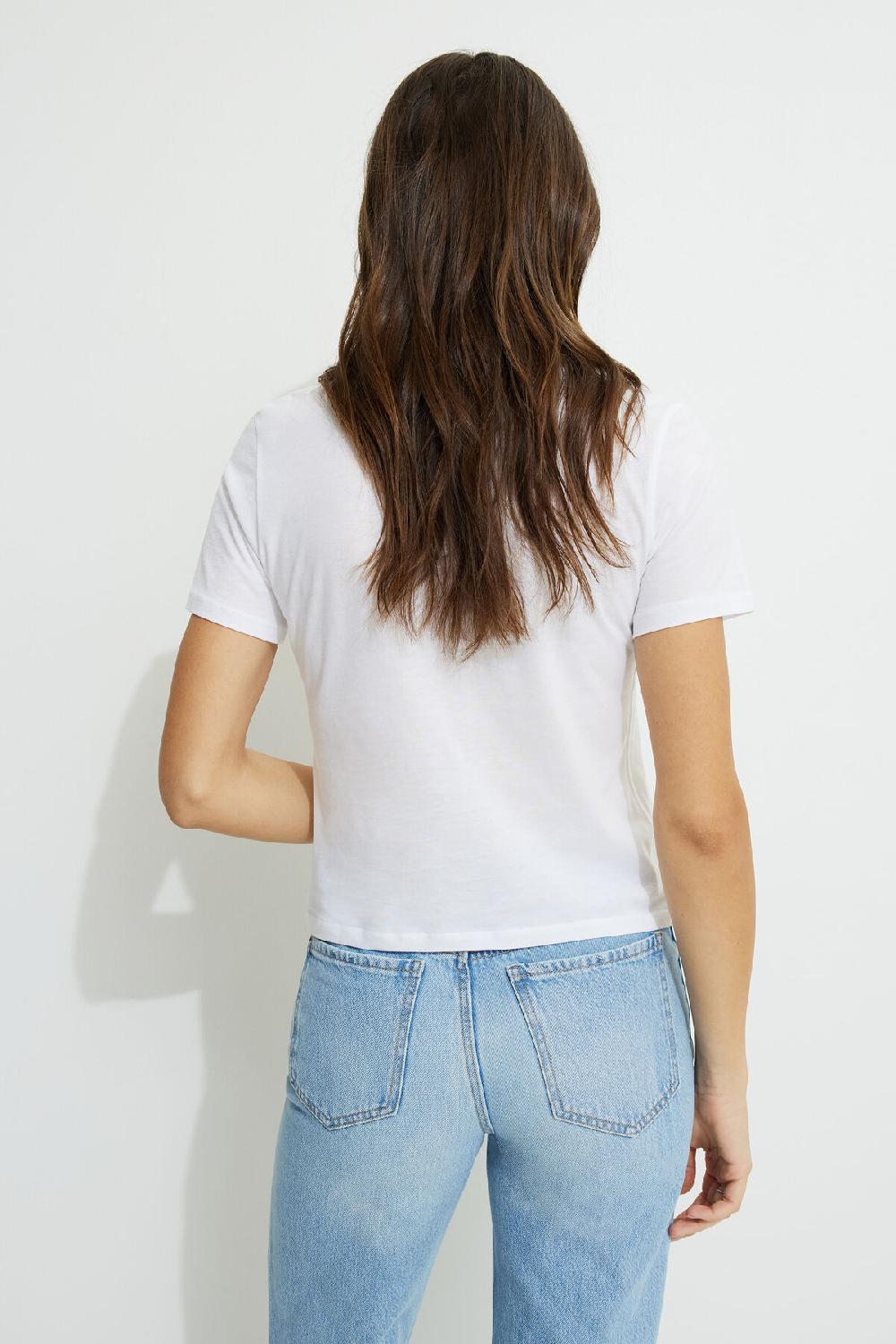 Dynamite T Shirt Simple En Coton à Col Rond