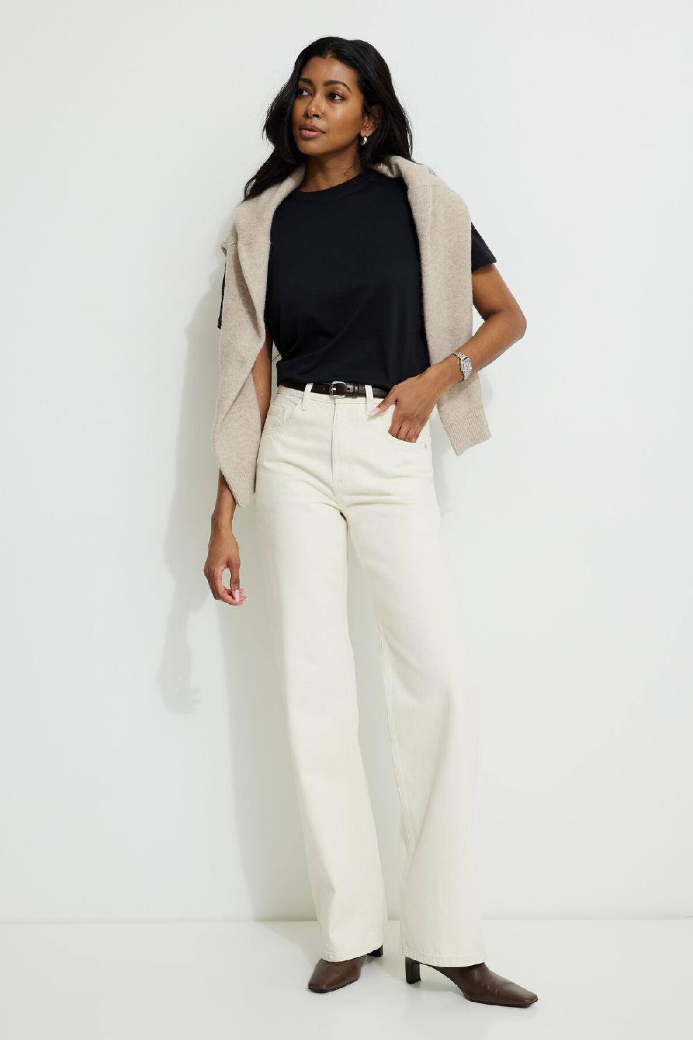 Dynamite T Shirt Simple En Coton à Col Rond