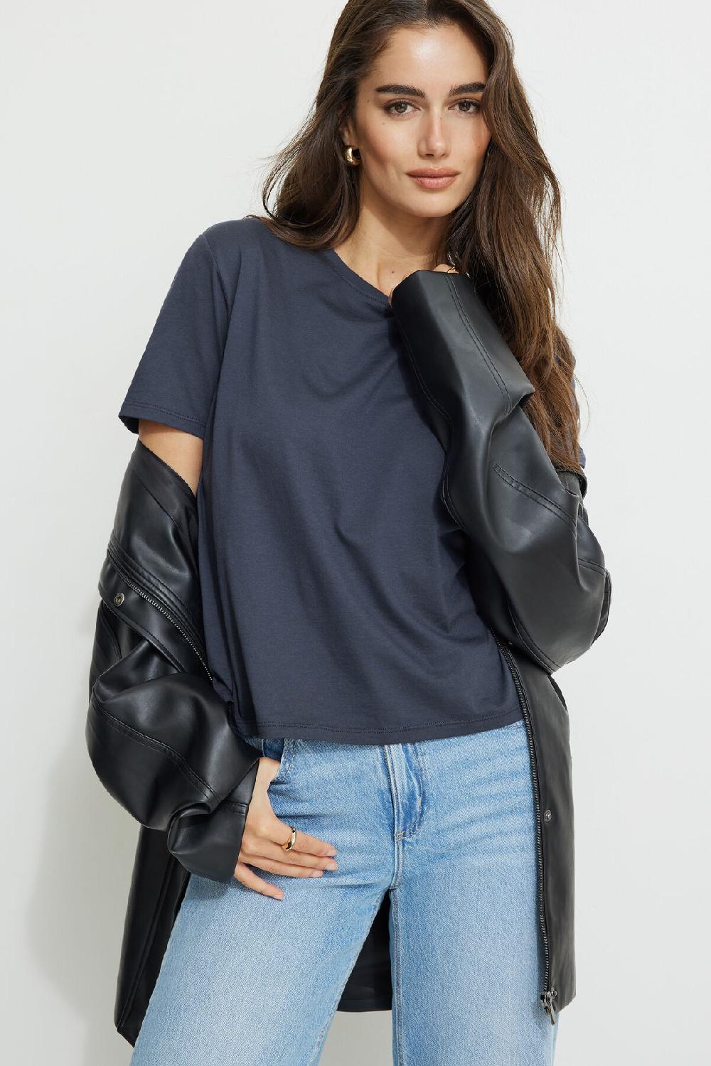 dynamite T shirt simple en coton à col rond