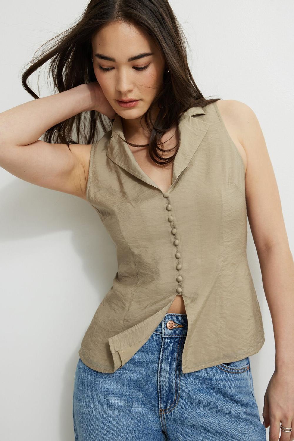 dynamite Veste sans manches avec collet