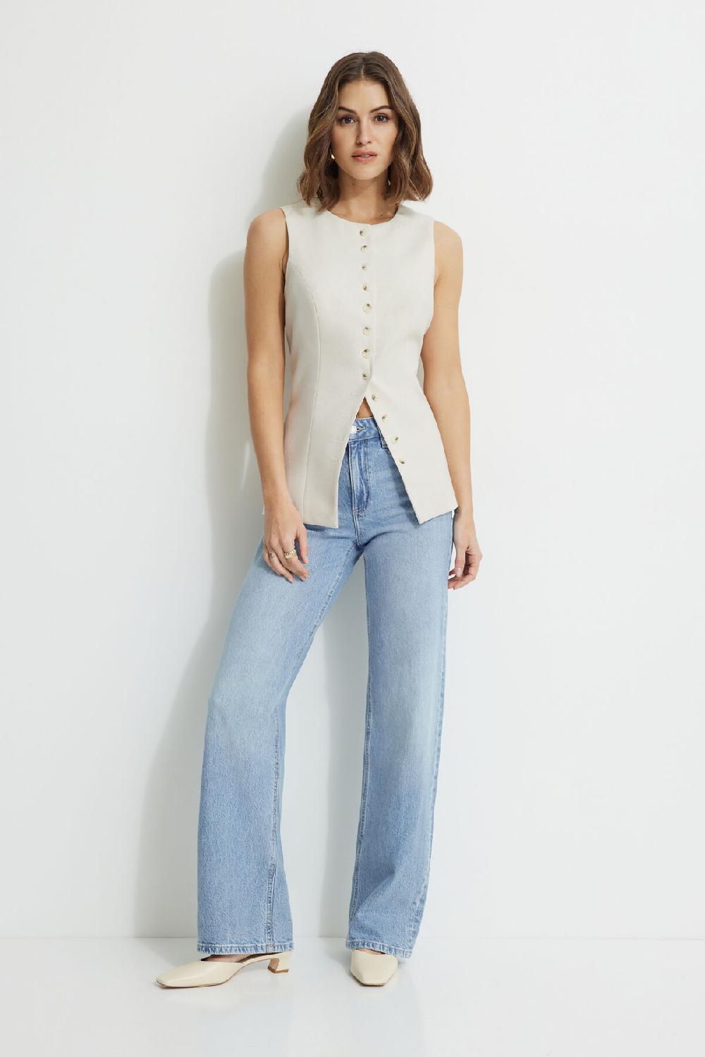 Dynamite Veste Sans Manches Ouverte à Col Rond