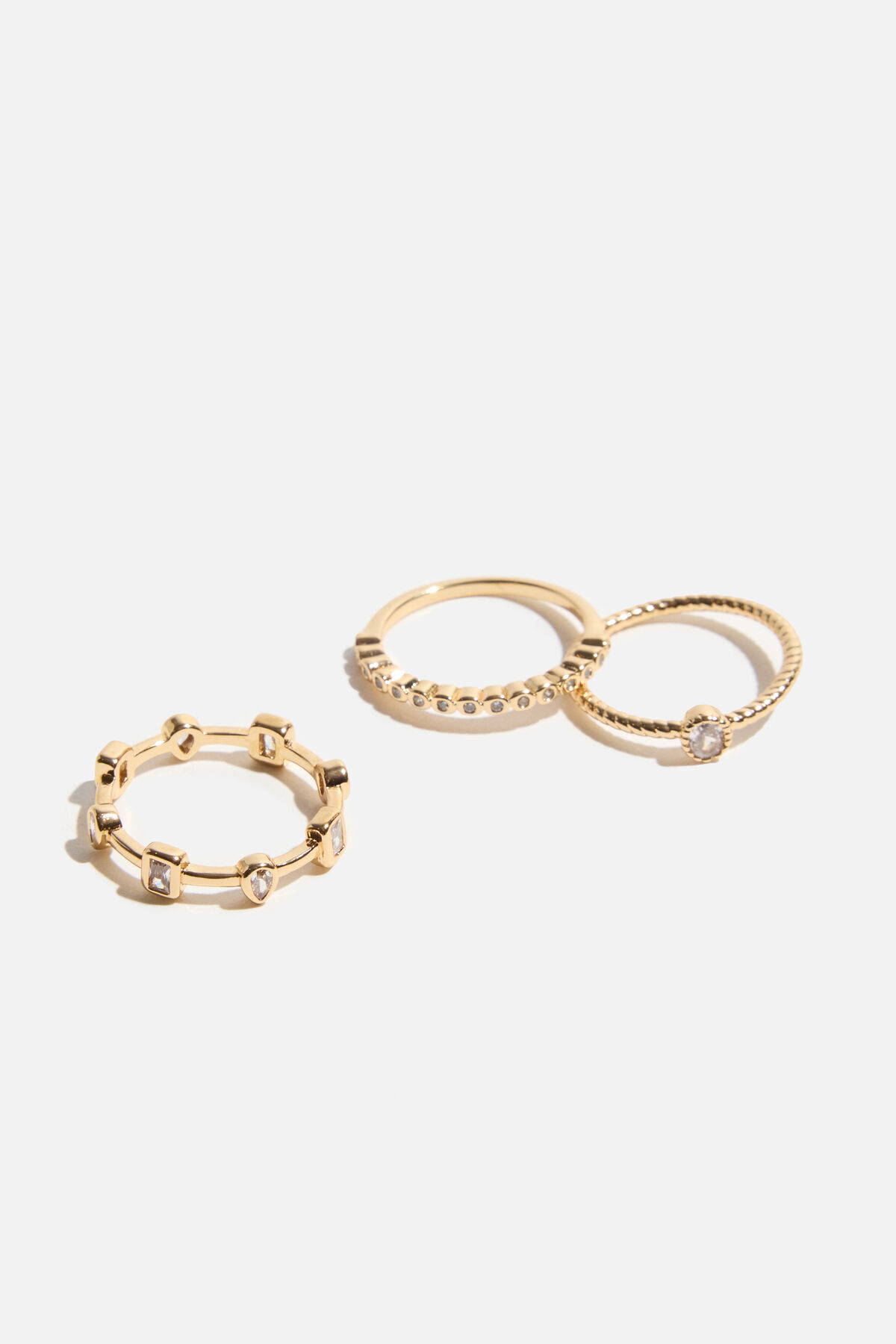 Dynamite Ensemble De 3 Bagues à Plusieurs Rangs Avec Pierres