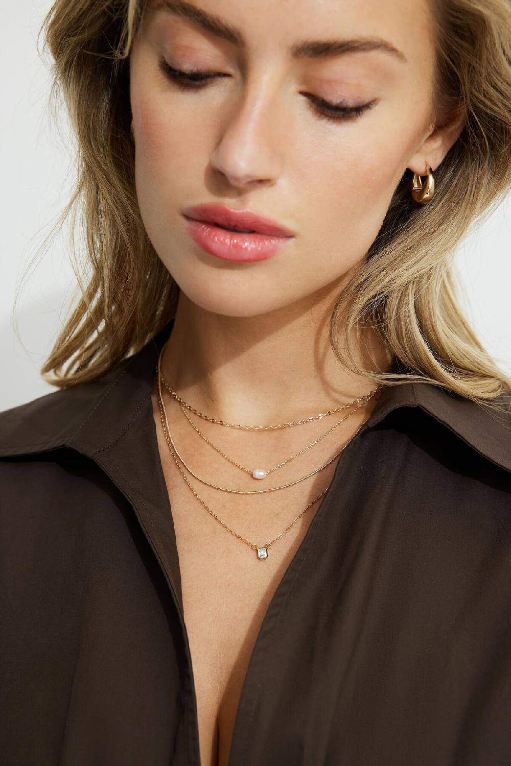 dynamite Ensemble de 4 colliers délicats avec pierre carrée