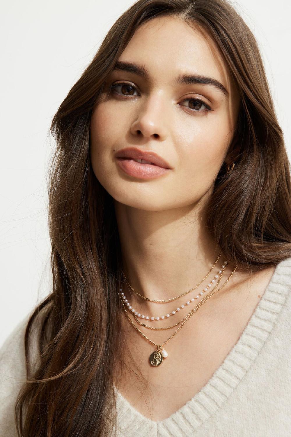 dynamite Ensemble de 4 colliers style chapelet et médaillon