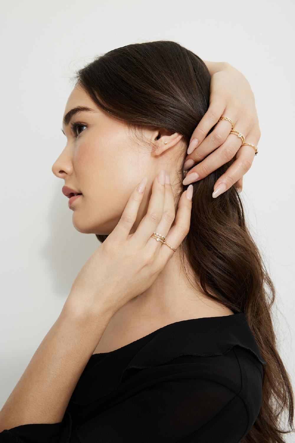 dynamite Ensemble de 9 bagues délicates avec pierres