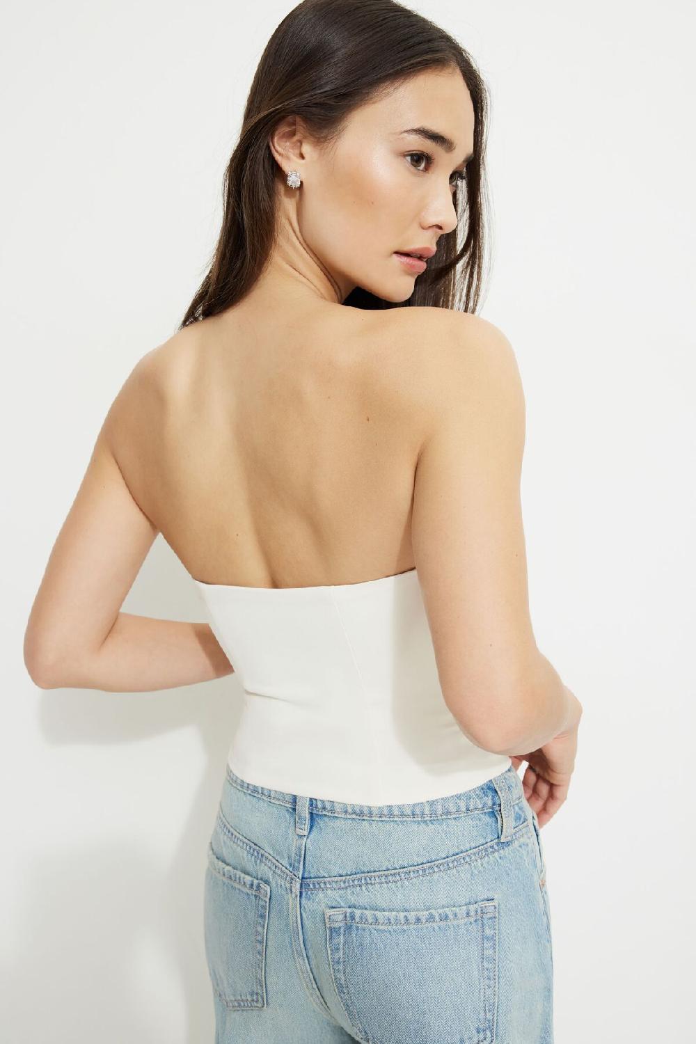 Dynamite Haut Tube Style Corset Orné De Pierres Du Rhin