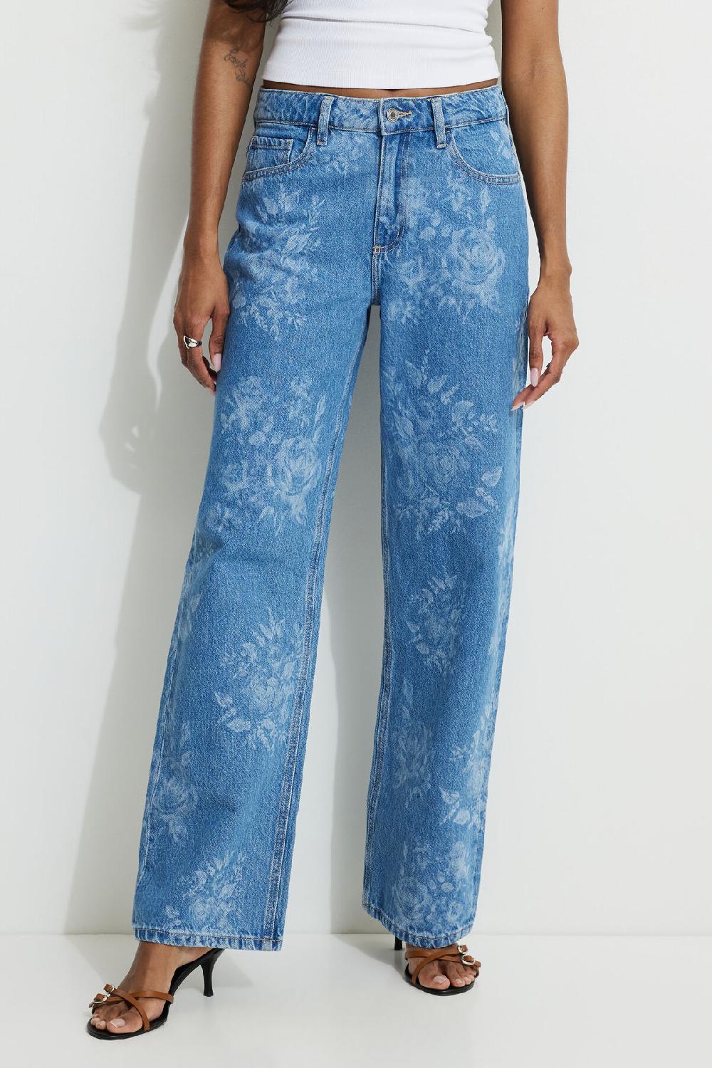 Dynamite Jean Décontracté Droit à Imprimé Floral Mika