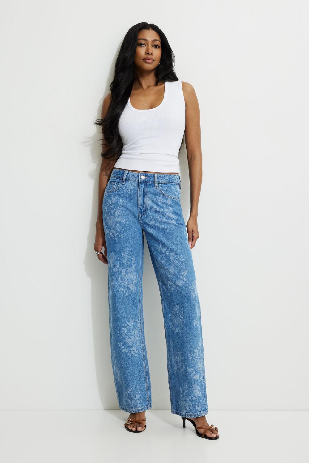 dynamite Jean décontracté droit à imprimé floral Mika