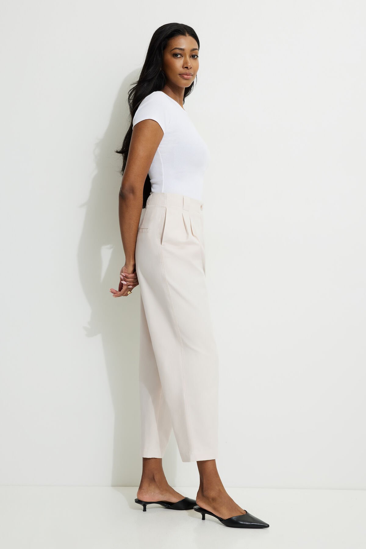 Dynamite Pantalon Droit à La Cheville à Taille Haute