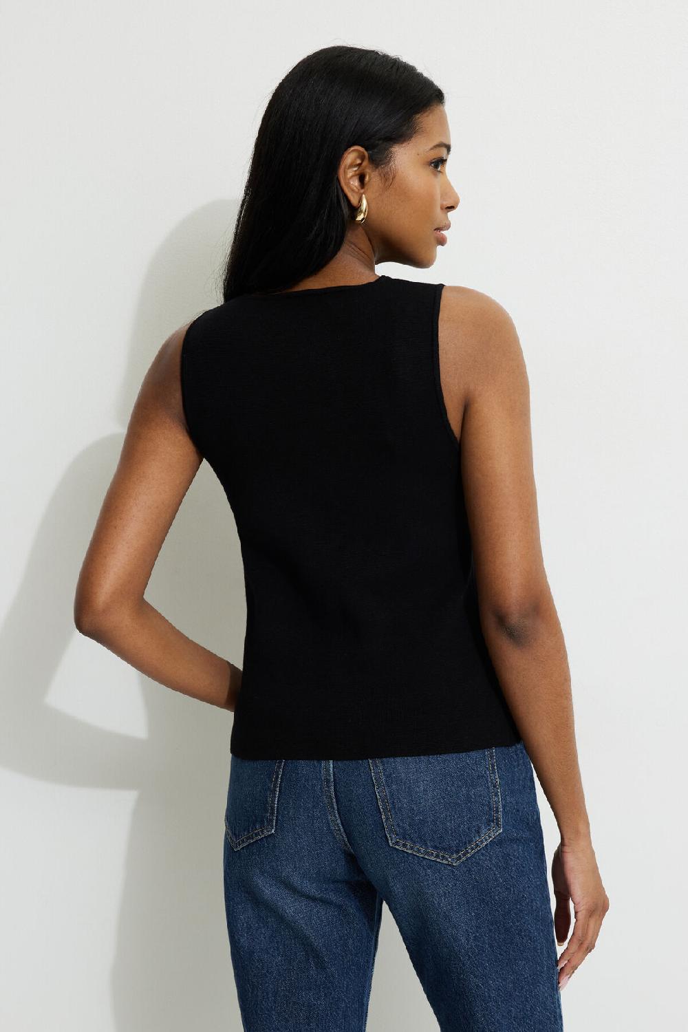 Dynamite Veste Sans Manches En Tricot à Col Rond Et Boutons Vera