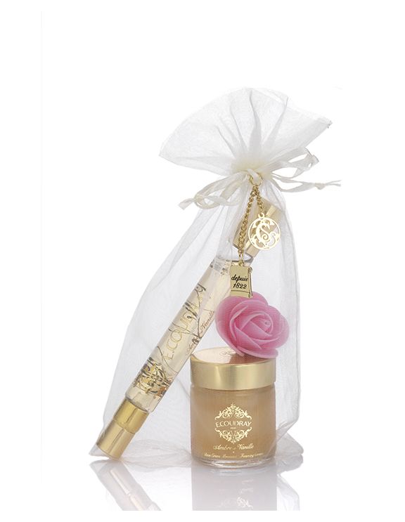 e.coudray Ambre et Vanille Pochon "Roll-on and Spray" (12 ml) et bain crème (30 ml)