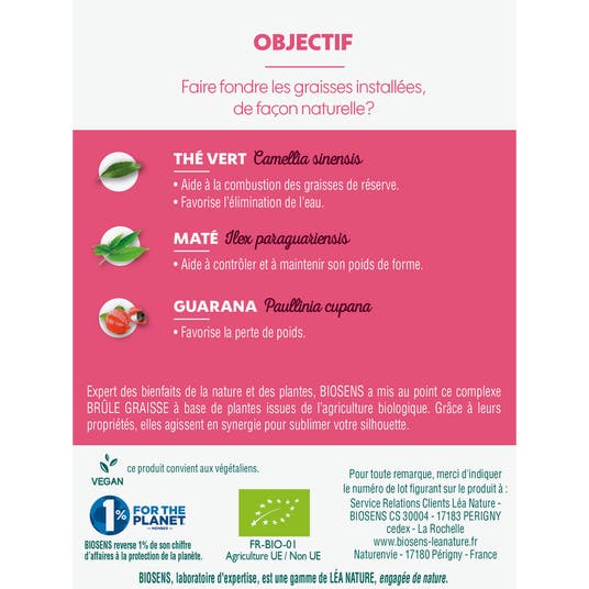 Eau Thermale Jonzac Ampoule Brûle Graisse Thé Vert - Maté - Guarana - Bio